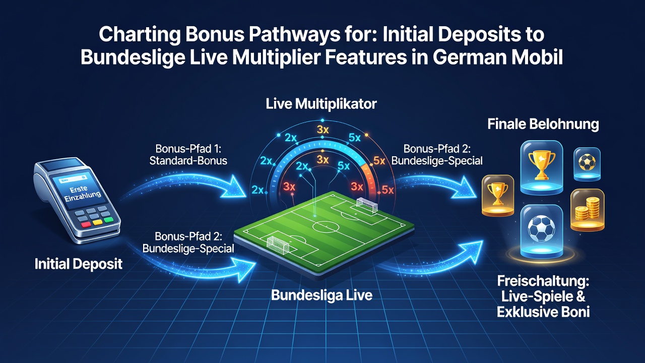 Mobile App-Oberfläche mit Bundesliga-Live-Multiplikatoren und Bonusfortschritt