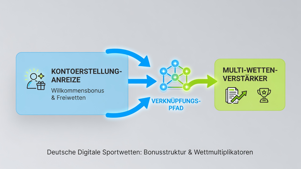 Illustration von Übergängen zwischen Kontoerstellungsanreizen und Multiwetten in deutschen Wett-Apps